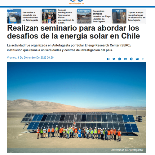 Nota Antofagasta TV: Seminario para abordar los desafíos de la energía solar en Chile